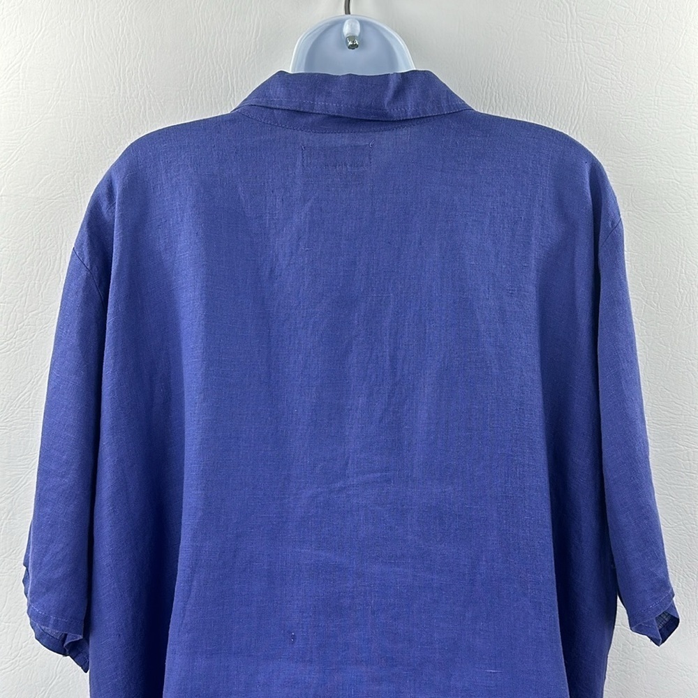 Flax Two-Piece Periwinkle Linen Cropped Wide leg Pantsuit - Picture 4 of 12